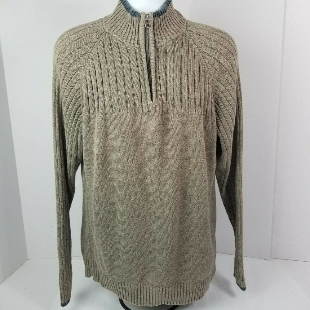 Columbia Mens L 1/4 Zip Mock Neck Sweater Brown